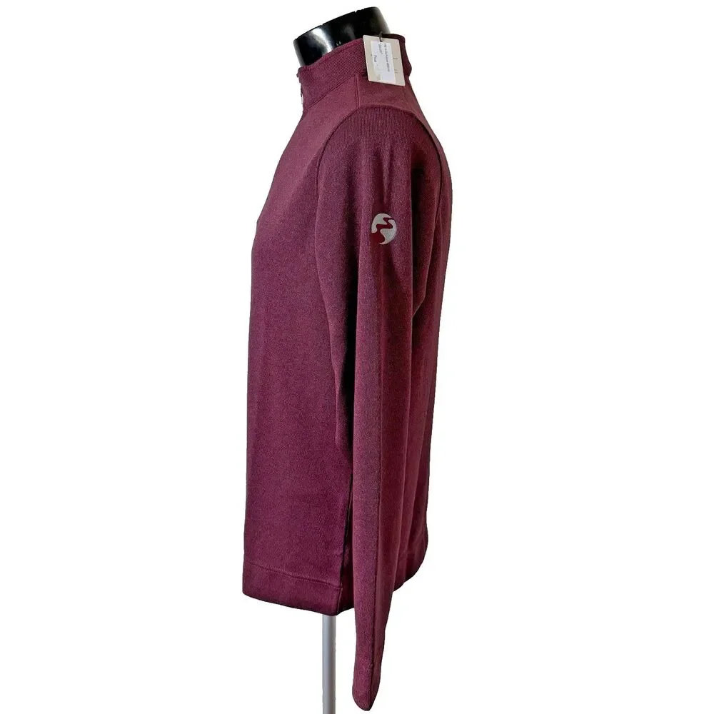 NWT Peter Millar Mens Medium Crown Comfort Burgundy Quarter Zip Pullover Sweater